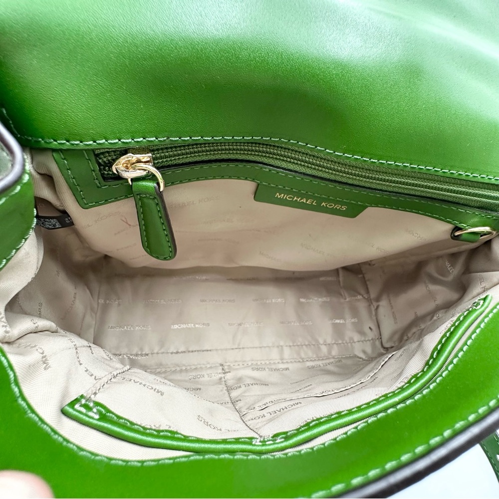 Michael Kors Mott Medium Leather Satchel 30S8GOXS2L True Green - Picture 13 of 16